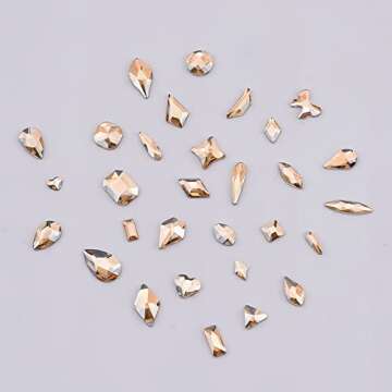 30 Styles 600pcs Golden Shadow Nail Art Rhinestones + 7000pcs Round Beads Flatback Champagne Crystals Gem Stone Multi Shapes Mix Professional Decor Crafts Jewelry Supply