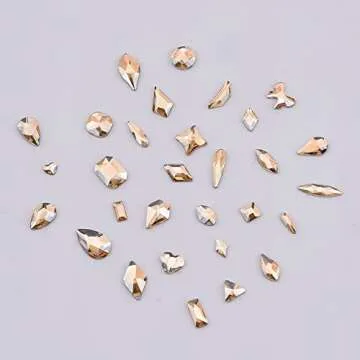 30 Styles 600pcs Golden Shadow Nail Art Rhinestones + 7000pcs Round Beads Flatback Champagne Crystals Gem Stone Multi Shapes Mix Professional Decor Crafts Jewelry Supply