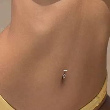 FLYUN Belly Button Ring,925 Sterling Silver Lunula Barbell Rings Jewelry Curved Navel piercings Jewelry (16g 10mm, Lunula-Silver)