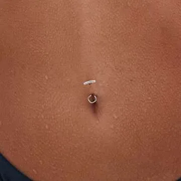 FLYUN Belly Button Ring,925 Sterling Silver Lunula Barbell Rings Jewelry Curved Navel piercings Jewelry (16g 10mm, Lunula-Silver)