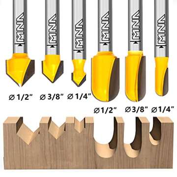 MNA 90 Degree V Groove & Round Nose Router Bit Set - Precision Tools for Woodworking