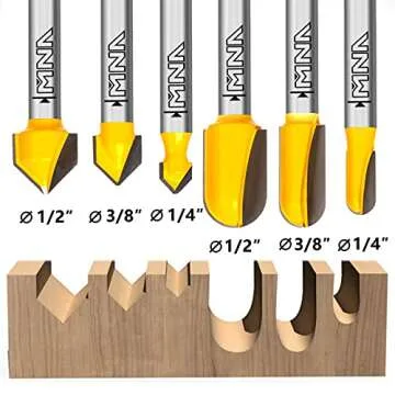 MNA 90 Degree V Groove & Round Nose Router Bit Set - Precision Tools for Woodworking
