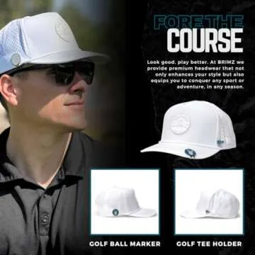 BRIMZ Golf Performance Hat with Tee Holder & Ball Marker