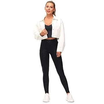 THE GYM PEOPLE Thick High Waist Yoga Pants with Pockets, Tummy Control Workout Running Yoga Leggings for Women (Medium, Black Leopard)