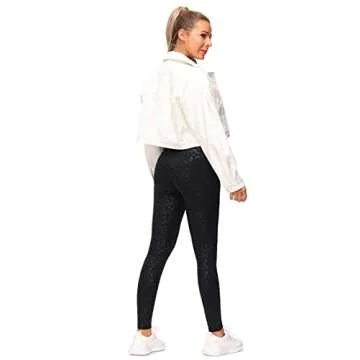 THE GYM PEOPLE Thick High Waist Yoga Pants with Pockets, Tummy Control Workout Running Yoga Leggings for Women (Medium, Black Leopard)