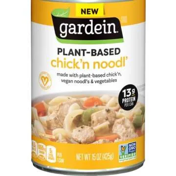 Gardein Plant-Based Chick'n Noodl' Soup, Vegan-Friendly Delight, 15 oz