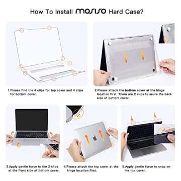 MOSISO Compatible with MacBook Air 13 inch Case 2022, 2021-2018 Release A2337 M1 A2179 A1932, Plastic Hard Shell&Keyboard Cover&Screen Film&Storage Bag for MacBook Air 13.3 inch Case, Transparent
