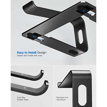 Nulaxy Laptop Stand, Ergonomic Aluminum Laptop Computer Stand, Detachable Laptop Riser Notebook Holder Stand Compatible with MacBook Air Pro, Dell XPS, HP, Lenovo More 10-15.6” Laptops