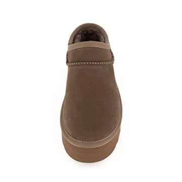 CUSHIONAIRE Women's Huggy Genuine Suede Cozy Mule Platform +Memory Foam, Wide Widths Available, Taupe 7.5