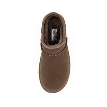 CUSHIONAIRE Women's Huggy Genuine Suede Cozy Mule Platform +Memory Foam, Wide Widths Available, Taupe 7.5