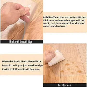 AiBOB Chair Mat for Hardwood Floor, 45 X 53 inches Desk Chair Mat for Wood and Tile Floors, Protection Mats for Office and Home, Easy Glide for Chairs