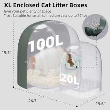 XL Enclosed Cat Litter Box Moss Green Odor-Free Easy Clean