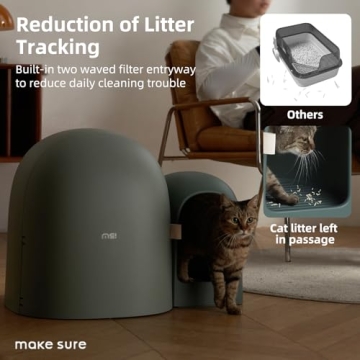 XL Enclosed Cat Litter Box Moss Green Odor-Free Easy Clean