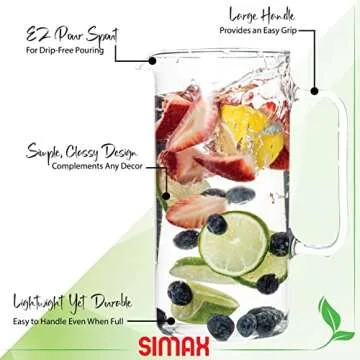 Simax 32 Ounce Glass Pitcher - Borosilicate Design by Simax