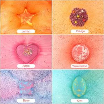 Bath Bombs for Kids, DUAIU Fizzy Bubble Bath Kids 6pcs Bubble Bath for Kids Organic & Natural Kids Bath Bombs with Essential Oils Kid-Friendly Fruit Fragrance Bath Bomb and Bathing Mesh