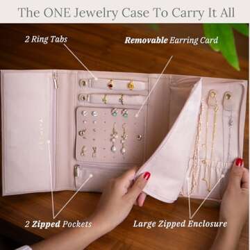 Personalized Initial Travel Jewelry Case - Monogram Custom Gifts For Women, Bridesmaid Proposal Gifts, Travel Jewelry Organizer, Customized Travel Jewelry Box, Birthday Gifts For Mom (No Monogram,