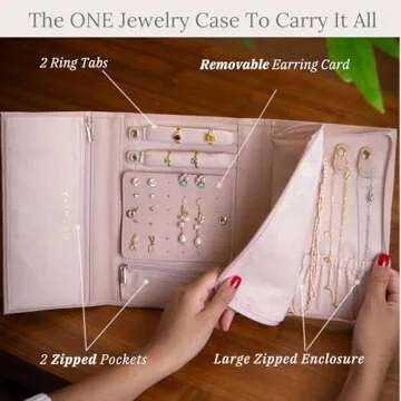 Personalized Initial Travel Jewelry Case - Monogram Custom Gifts For Women, Bridesmaid Proposal Gifts, Travel Jewelry Organizer, Customized Travel Jewelry Box, Birthday Gifts For Mom (No Monogram,