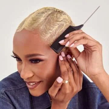 KISS Colors & Care Carbon Fiber Pin Tail Comb For Combing, Detangling, Teasing, Styling, Hair Parting - Anti Static & Heat Resistant For All Hair Types - Professional Quality Black