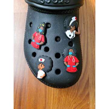 Black African American Nurse RN Clog Charms 1pc