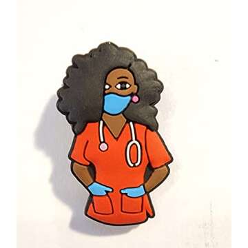 Black African American Nurse RN Clog Charms 1pc