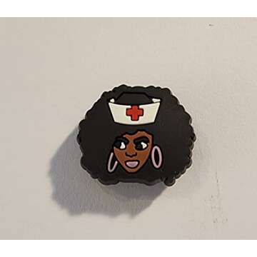 Black African American Nurse RN Clog Charms 1pc