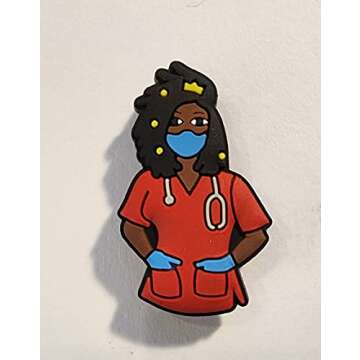 Black African American Nurse RN Clog Charms 1pc