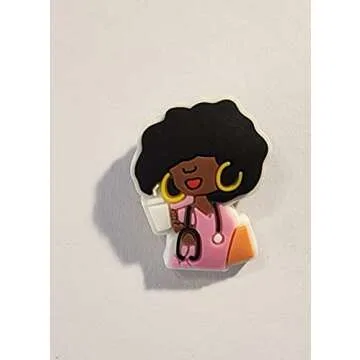 Black African American Nurse RN Clog Charms 1pc