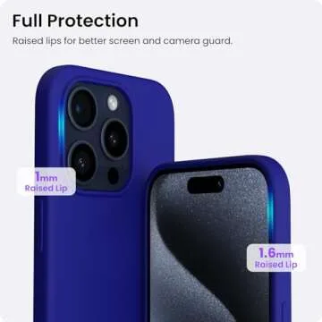 ORNARTO Compatible with iPhone 15 Pro Max Case 6.7", Slim Liquid Silicone 3 Layers Soft Gel Rubber Shockproof Protective Phone Case with Anti-Scratch Microfiber Lining-Klein Blue