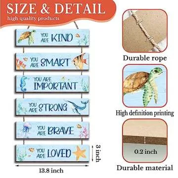 HIWERAN Ocean Decor: Inspirational Kids Room Wall Art