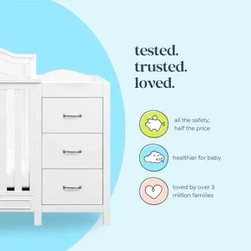 DaVinci Charlie 4-in-1 Convertible Mini Crib and Changer Combo in White, Greenguard Gold Certified