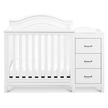 DaVinci Charlie 4-in-1 Convertible Mini Crib and Changer Combo in White, Greenguard Gold Certified