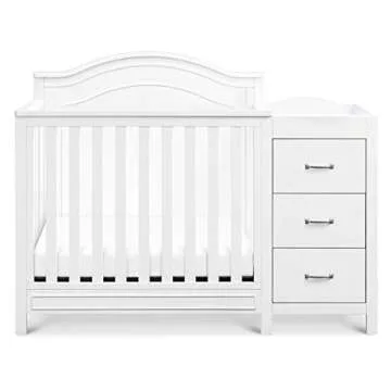 DaVinci Charlie 4-in-1 Convertible Mini Crib and Changer Combo in White, Greenguard Gold Certified