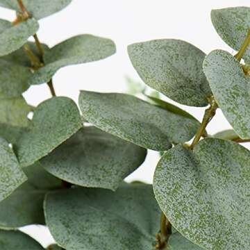 Briful Artificial Eucalyptus Plant Decor 14’’ Fake Eucalyptus with Frosted Leaves Faux Eucalyptus with Lush Foliage in Black Pot Fake Plant for Indoor Living Room Bathroom Kitchen