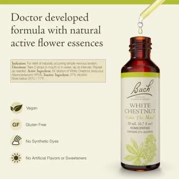 Bach Original Flower Remedies, White Chestnut for Calming Repetitive Thoughts, Natural Homeopathic F...