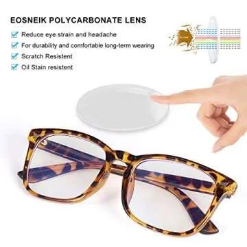 GEKKALE Blue Light Blocking Computer Glasses Square Nerd Eyeglasses Frame Anti Eye Strain Headache Computer Reading Glasses UV400 Transparent Lens (Leopard-ii)