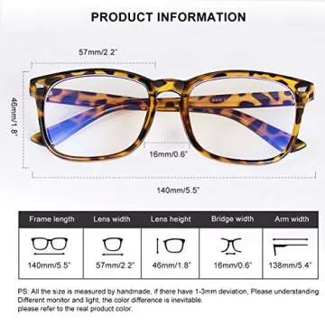 GEKKALE Blue Light Blocking Computer Glasses Square Nerd Eyeglasses Frame Anti Eye Strain Headache Computer Reading Glasses UV400 Transparent Lens (Leopard-ii)