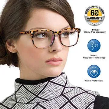 GEKKALE Blue Light Blocking Computer Glasses Square Nerd Eyeglasses Frame Anti Eye Strain Headache Computer Reading Glasses UV400 Transparent Lens (Leopard-ii)