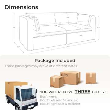 CHITA Small Modular Sectional Fabric Sofa Set for Living Room