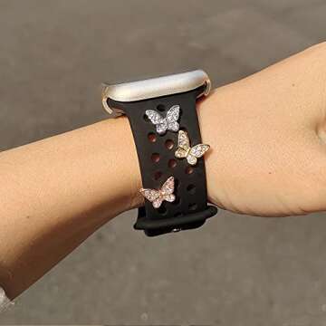 cute Bling Metal Crystal Decorative Charms Nails Studs Compatible with Apple Watch Band 454442414038...