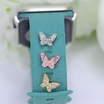 cute Bling Metal Crystal Decorative Charms Nails Studs Compatible with Apple Watch Band 454442414038mm Silicone Bands iWatch Series 9 8 7 6 5 4 3 2 1 Women Rhinestones SmartWatch Gems Jewelry
