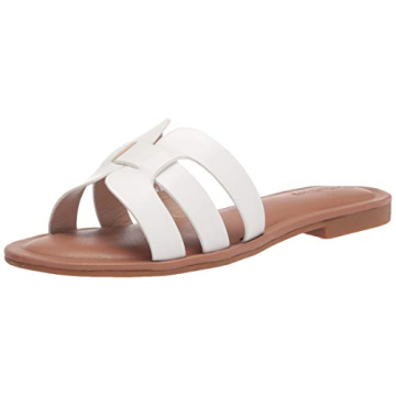 The Drop Women's Monika Flat H-Band Slide Sandal - Chic & Comfortable Footwear in White Size 6.5