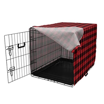 Stylish Ambesonne Plaid Dog Crate Cover, Waterproof & Durable