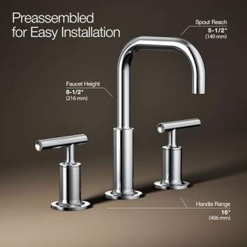 Widespread Bathroom Faucet, Bathroom Sink Faucet, Lever Handles and gooseneck spout Polished Chrome