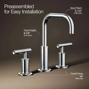 Widespread Bathroom Faucet, Bathroom Sink Faucet, Lever Handles and gooseneck spout Polished Chrome