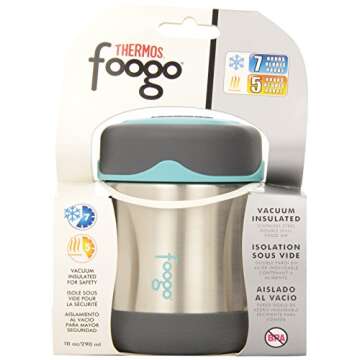 Thermos Foogo Vacuum Insulated Stainless Steel 10-Ounce Food Jar, Charcoal/Teal (B3004TS2)