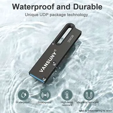 Vansuny 256GB USB 3.0 Flash Drive - Waterproof & Fast