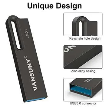 Vansuny 256GB USB 3.0 Flash Drive - Waterproof & Fast