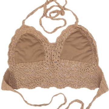 Shop wonuu Women Summer Crochet Top Bralette in Khaki