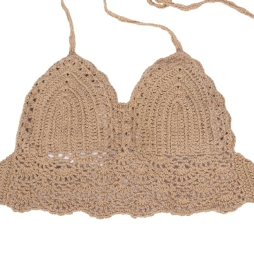Shop wonuu Women Summer Crochet Top Bralette in Khaki