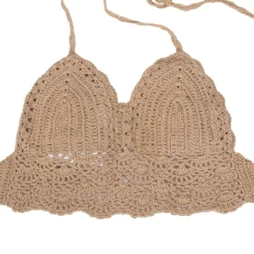 Shop wonuu Women Summer Crochet Top Bralette in Khaki